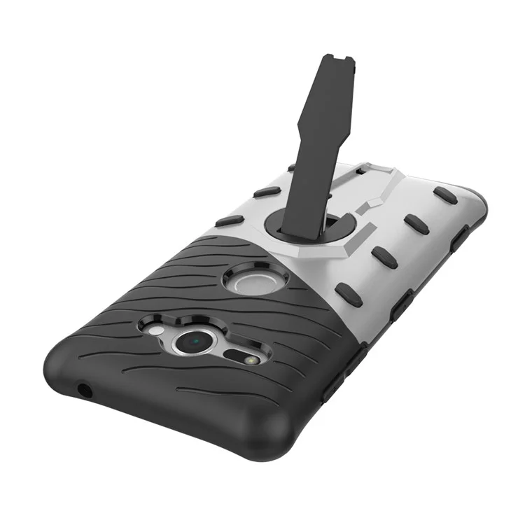 Armor PC + TPU Hybrid Case with Rotary Kickstand for Sony Xperia XZ2 Compact - Silver