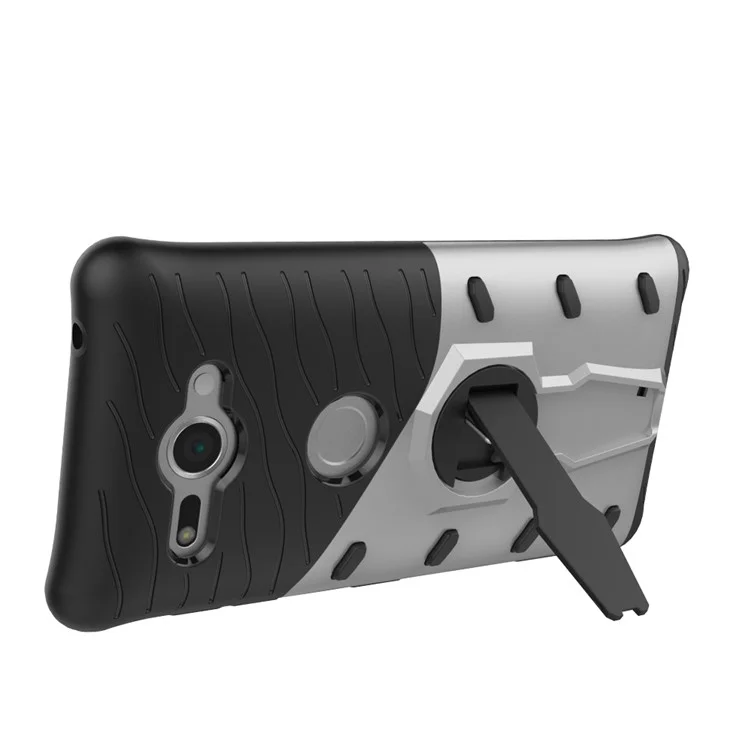 Armor PC + TPU Hybrid Case with Rotary Kickstand for Sony Xperia XZ2 Compact - Silver