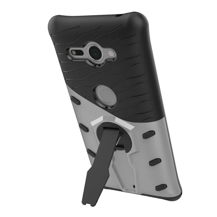 Armor PC + TPU Hybrid Case with Rotary Kickstand for Sony Xperia XZ2 Compact - Silver