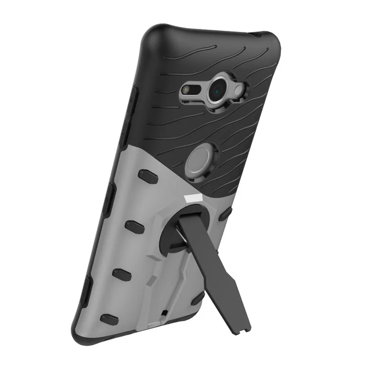 Armor PC + TPU Hybrid Case with Rotary Kickstand for Sony Xperia XZ2 Compact - Silver
