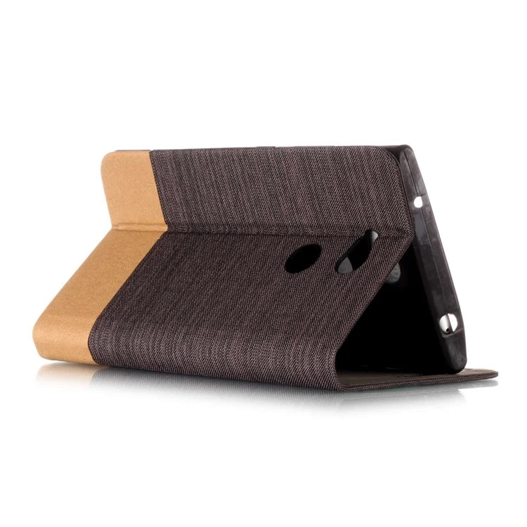 Assorted Color Linen Leather Flip Phone Protection Cover with Stand for Sony Xperia L2 - Brown