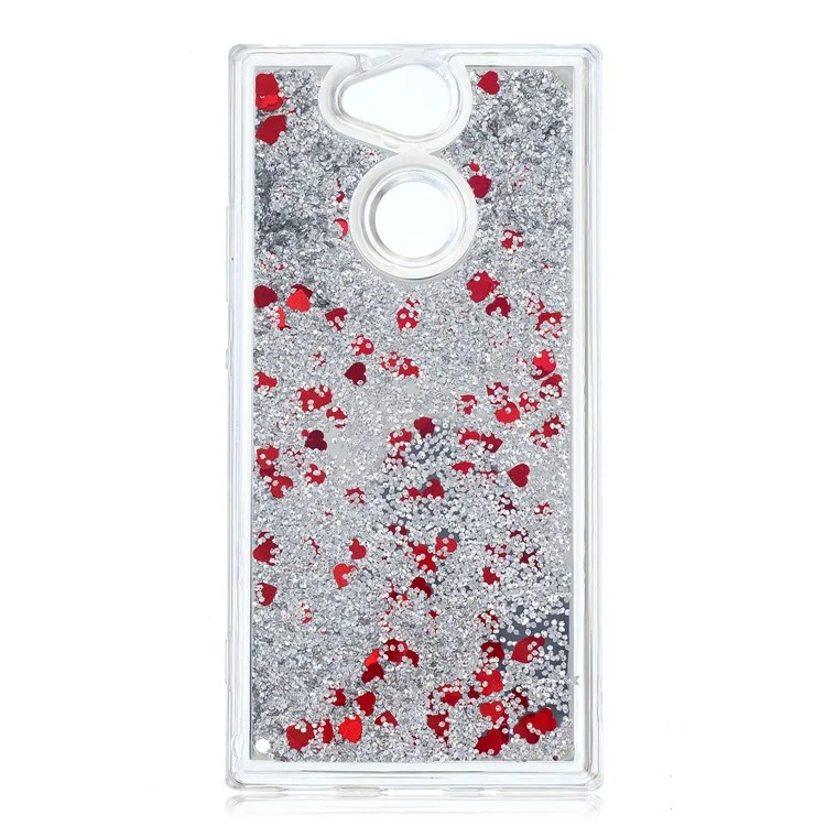 For Sony Xperia XA2 Glitter Floating Quicksand Mirror Surface TPU Mobile Case - Silver