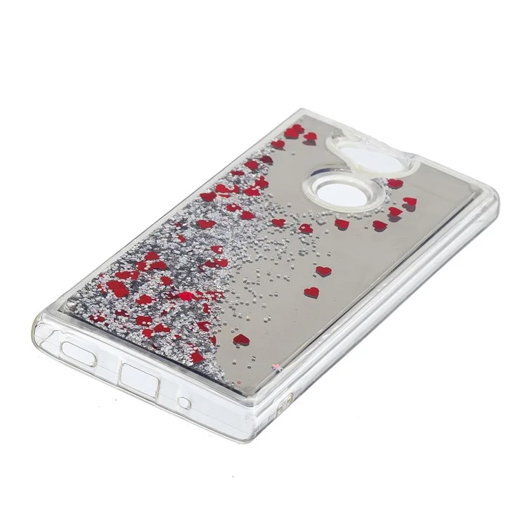 For Sony Xperia XA2 Glitter Floating Quicksand Mirror Surface TPU Mobile Case - Silver