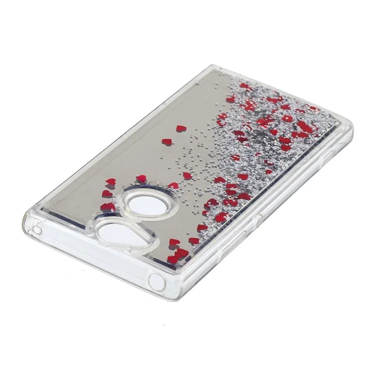 For Sony Xperia XA2 Glitter Floating Quicksand Mirror Surface TPU Mobile Case - Silver