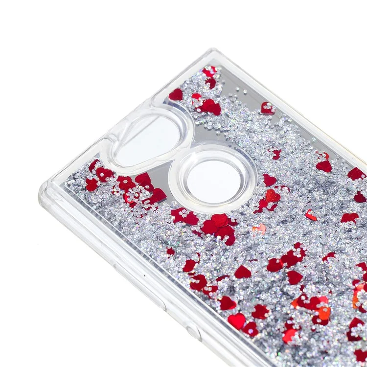 For Sony Xperia XA2 Glitter Floating Quicksand Mirror Surface TPU Mobile Case - Silver