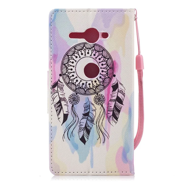 Patterned Wallet Stand Leather Mobile Shell for Sony Xperia XZ2 Compact - Dream Catcher