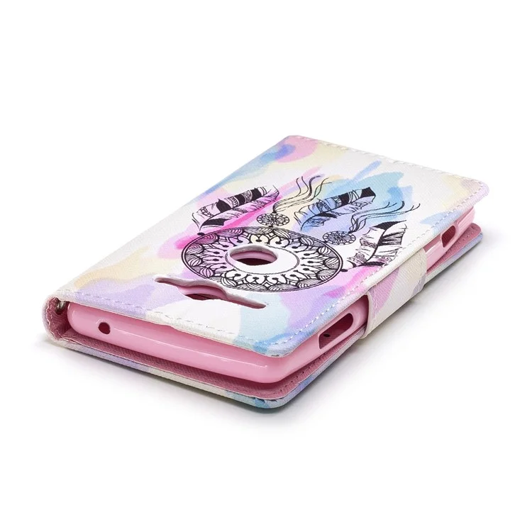 Patterned Wallet Stand Leather Mobile Shell for Sony Xperia XZ2 Compact - Dream Catcher