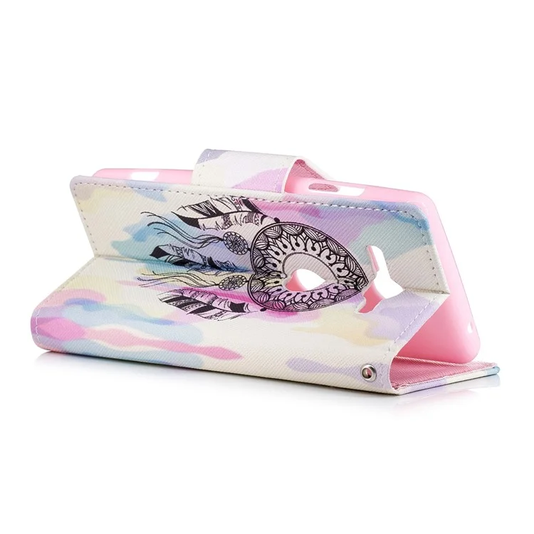 Patterned Wallet Stand Leather Mobile Shell for Sony Xperia XZ2 Compact - Dream Catcher