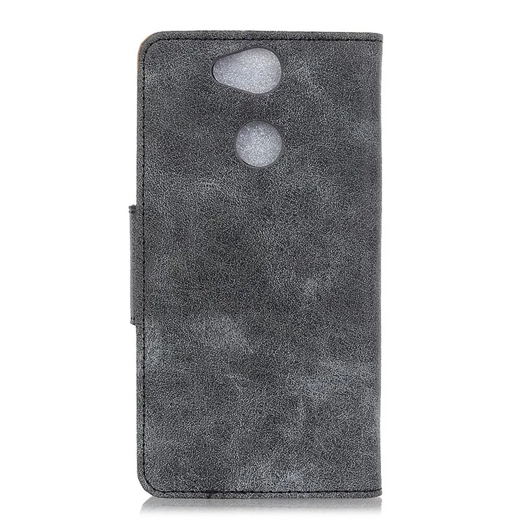 Vintage Style Wallet Stand Split Leather Protective Case for Sony Xperia XA2 - Grey