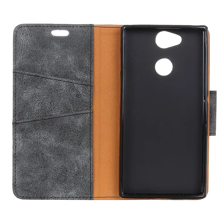 Vintage Style Wallet Stand Split Leather Protective Case for Sony Xperia XA2 - Grey
