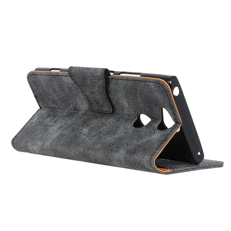 Vintage Style Wallet Stand Split Leather Protective Case for Sony Xperia XA2 - Grey