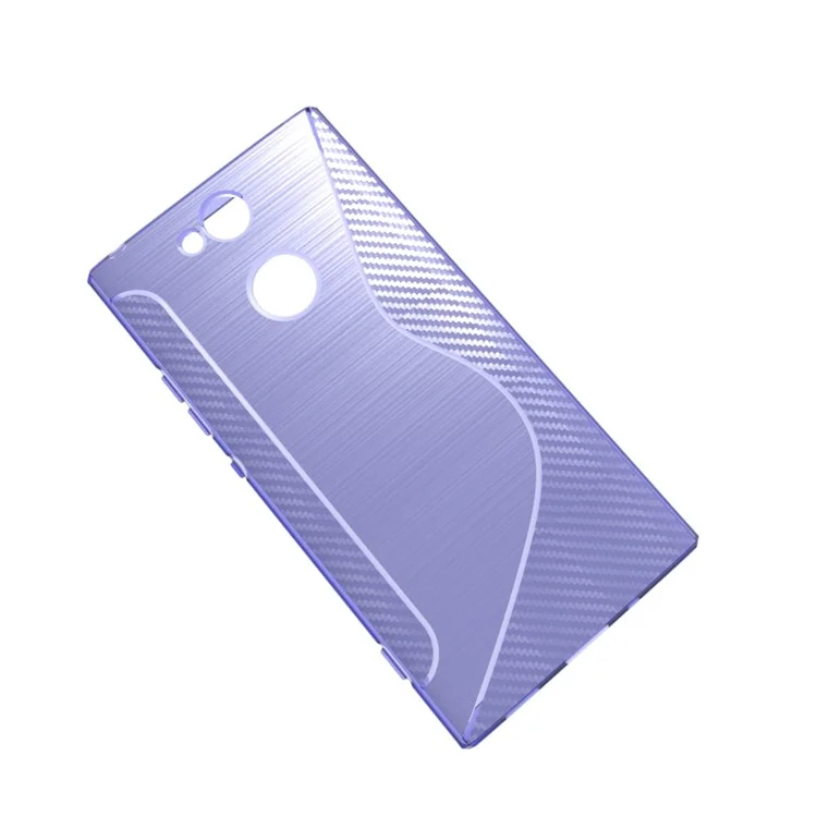 Carbon Fibre S Shape TPU Phone Cover Case for Sony Xperia XA2 - Purple