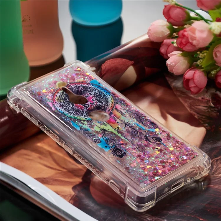 Patterned Liquid Glitter Powder Quicksand Shockproof TPU Back Cellphone Cover Case for Sony Xperia XZ2 - Dream Catcher