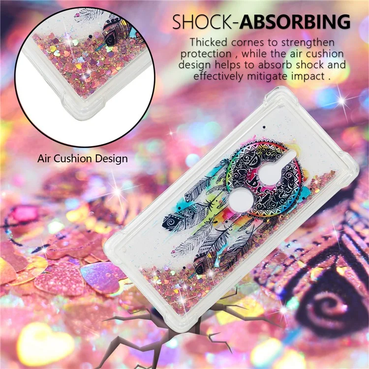 Patterned Liquid Glitter Powder Quicksand Shockproof TPU Back Cellphone Cover Case for Sony Xperia XZ2 - Dream Catcher