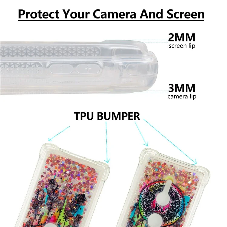 Patterned Liquid Glitter Powder Quicksand Shockproof TPU Back Cellphone Cover Case for Sony Xperia XZ2 - Dream Catcher