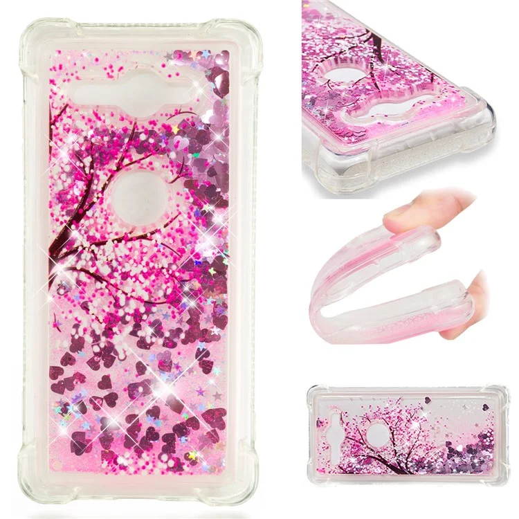 Patterned Liquid Glitter Powder Quicksand Shockproof TPU Back Cellphone Cover for Sony Xperia XZ2 Compact - Tree