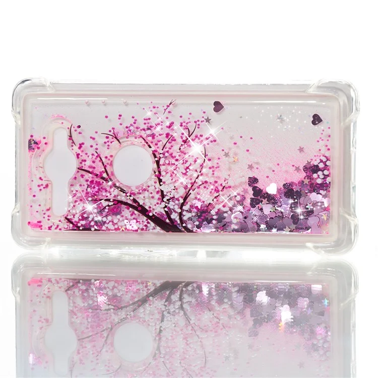 Patterned Liquid Glitter Powder Quicksand Shockproof TPU Back Cellphone Cover for Sony Xperia XZ2 Compact - Tree