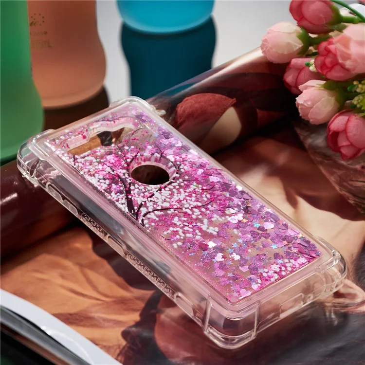 Patterned Liquid Glitter Powder Quicksand Shockproof TPU Back Cellphone Cover for Sony Xperia XZ2 Compact - Tree