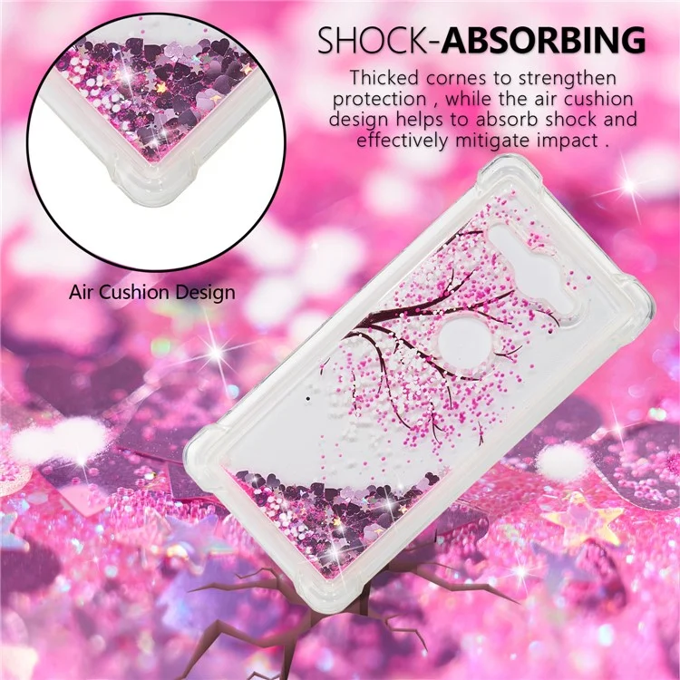 Patterned Liquid Glitter Powder Quicksand Shockproof TPU Back Cellphone Cover for Sony Xperia XZ2 Compact - Tree