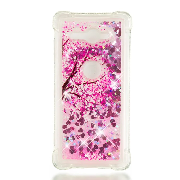 Patterned Liquid Glitter Powder Quicksand Shockproof TPU Back Cellphone Cover for Sony Xperia XZ2 Compact - Tree
