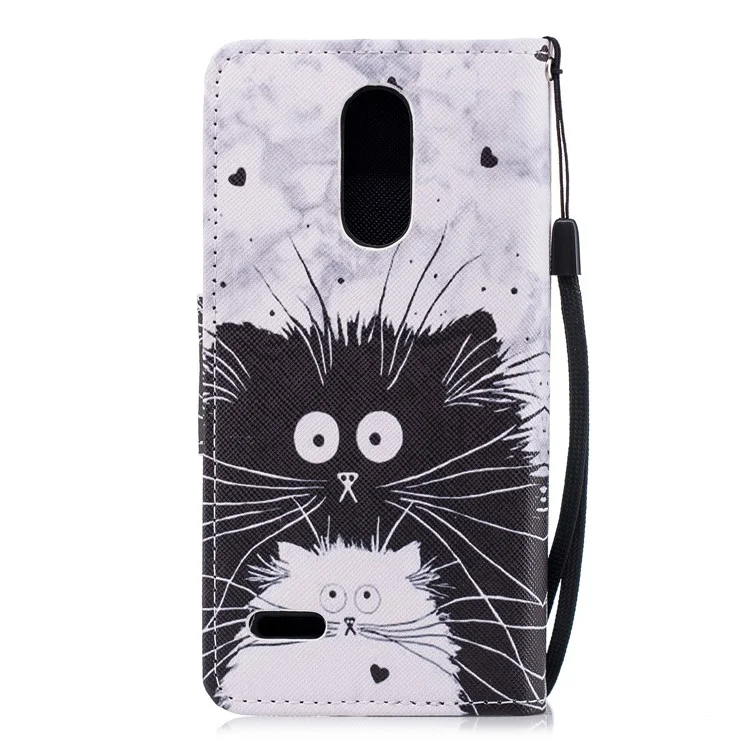 Pattern Printing PU Leather Wallet Phone Cover for LG K8 (2018) - Black and White Cats