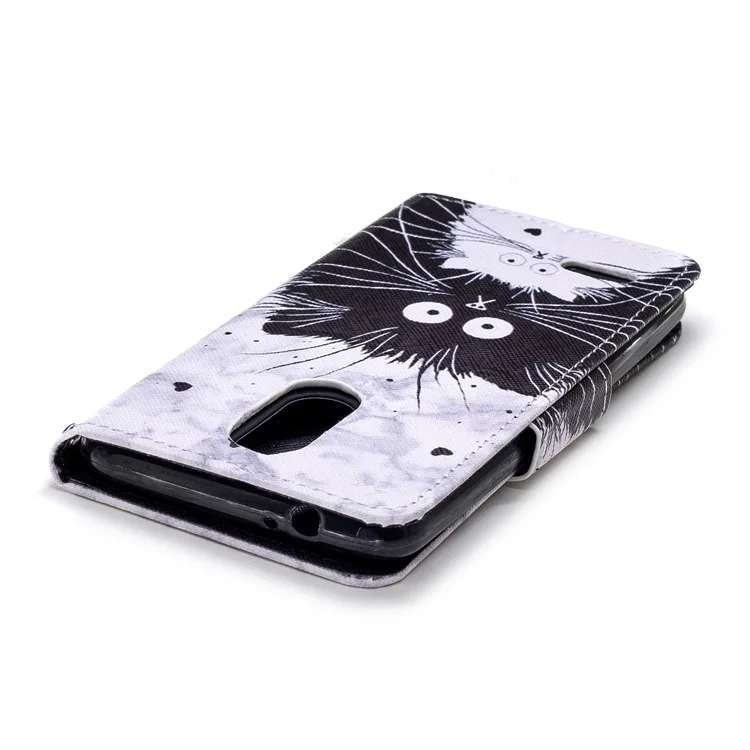 Pattern Printing PU Leather Wallet Phone Cover for LG K8 (2018) - Black and White Cats