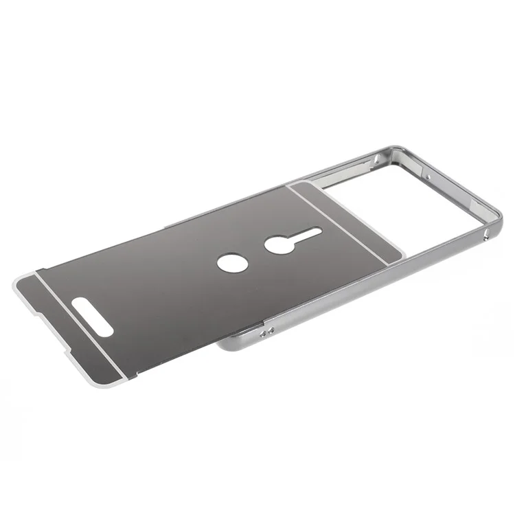 Aluminum Alloy Bumper + Electroplated PC Back Panel Slide-on Case for Sony Xperia XZ2 - Grey