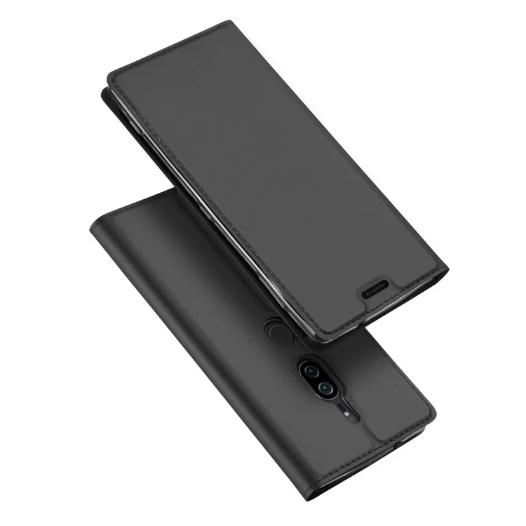 DUX DUCIS Skin Pro Series Card Holder Stand Leather Mobile Case for Sony Xperia XZ2 Premium - Dark Grey