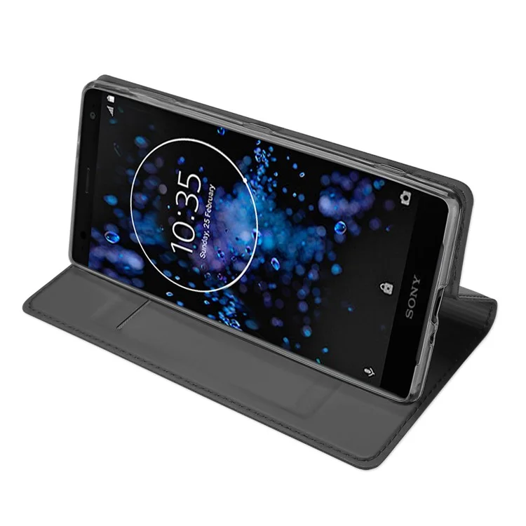 DUX DUCIS Skin Pro Series Card Holder Stand Leather Mobile Case for Sony Xperia XZ2 Premium - Dark Grey