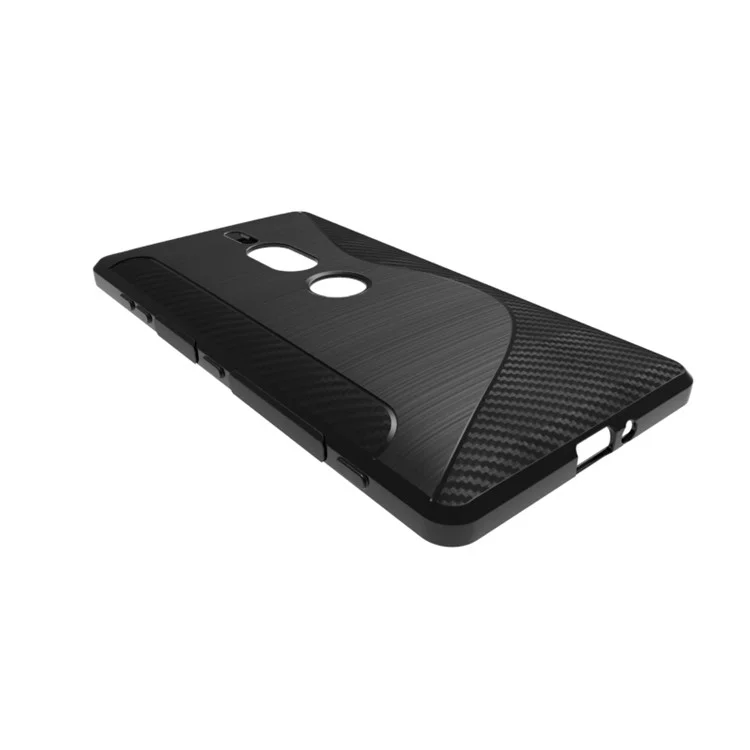 Carbon Fiber Brushed S Shape TPU Case for Sony Xperia XZ2 Premium - Black