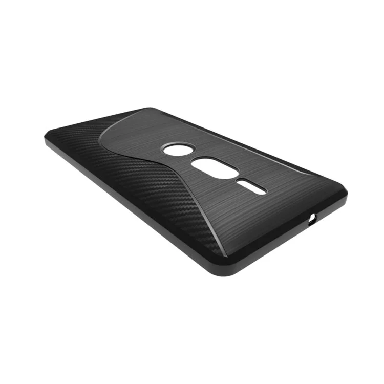 Carbon Fiber Brushed S Shape TPU Case for Sony Xperia XZ2 Premium - Black