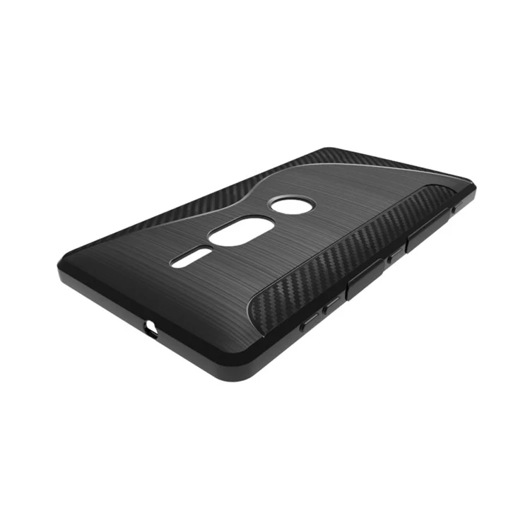 Carbon Fiber Brushed S Shape TPU Case for Sony Xperia XZ2 Premium - Black