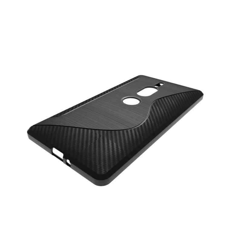 Carbon Fiber Brushed S Shape TPU Case for Sony Xperia XZ2 Premium - Black