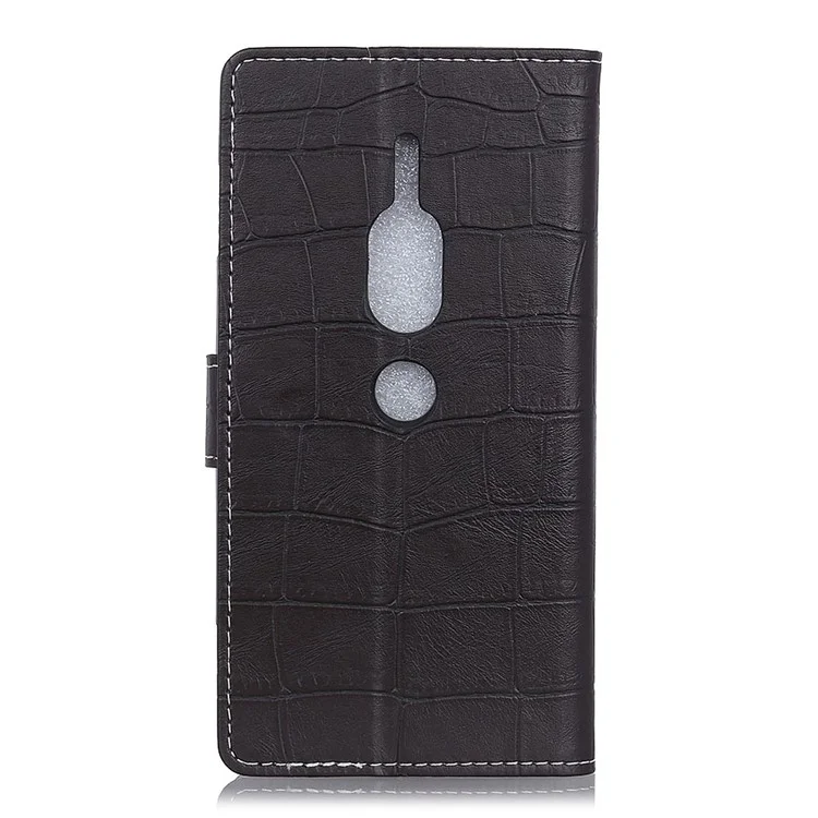 Vintage Crocodile Texture PU Leather Folio Flip Wallet Shell for Sony Xperia XZ2 Premium - Black