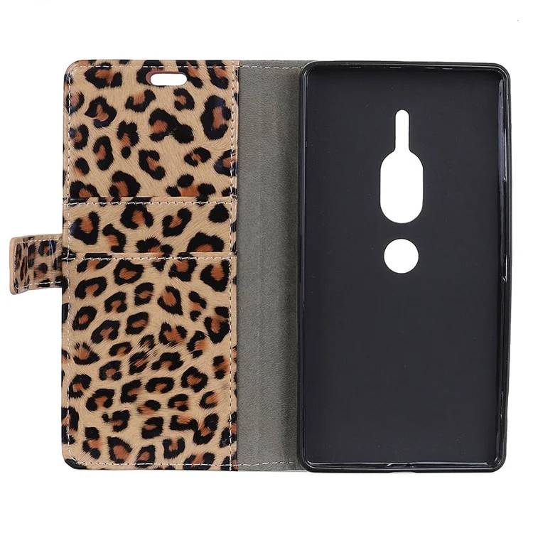 Leopard Texture Leather Wallet Stand Cover for Sony Xperia XZ2 Premium
