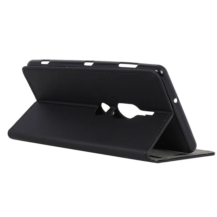 PU Leather Flip Stand Wallet Case Cover for Sony Xperia XZ2 Premium - Black