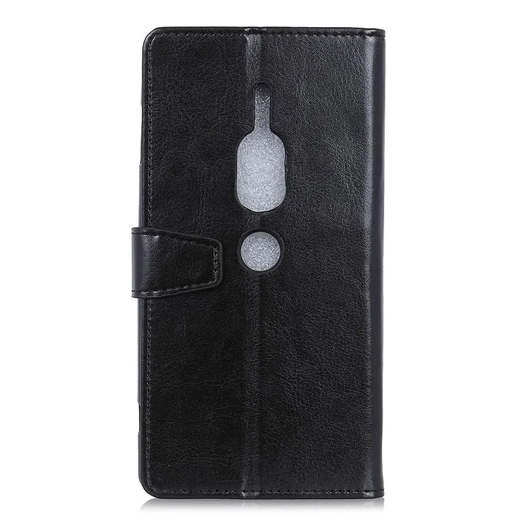Crazy Horse Texture Wallet Stand Leather Phone Case for Sony Xperia XZ2 Premium - Black