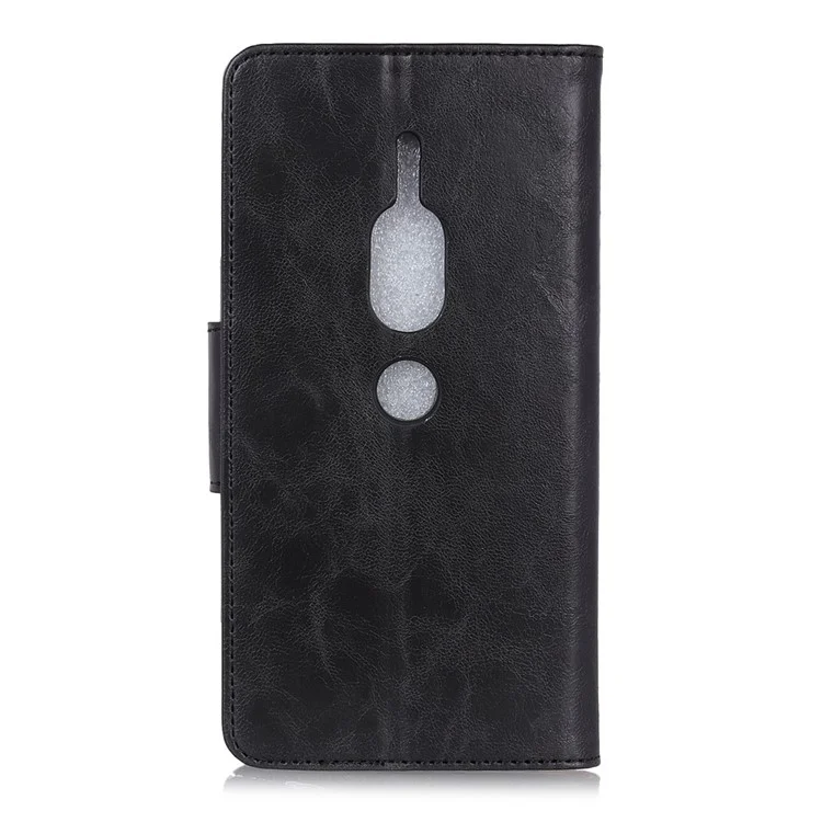 Crazy Horse Wallet Leather Stand Case for Sony Xperia XZ2 Premium - Black