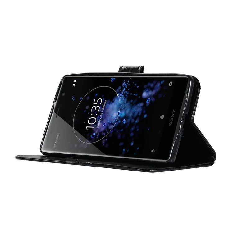 Premium Vintage Leather Wallet Case for Sony Xperia XZ2 Premium - Black