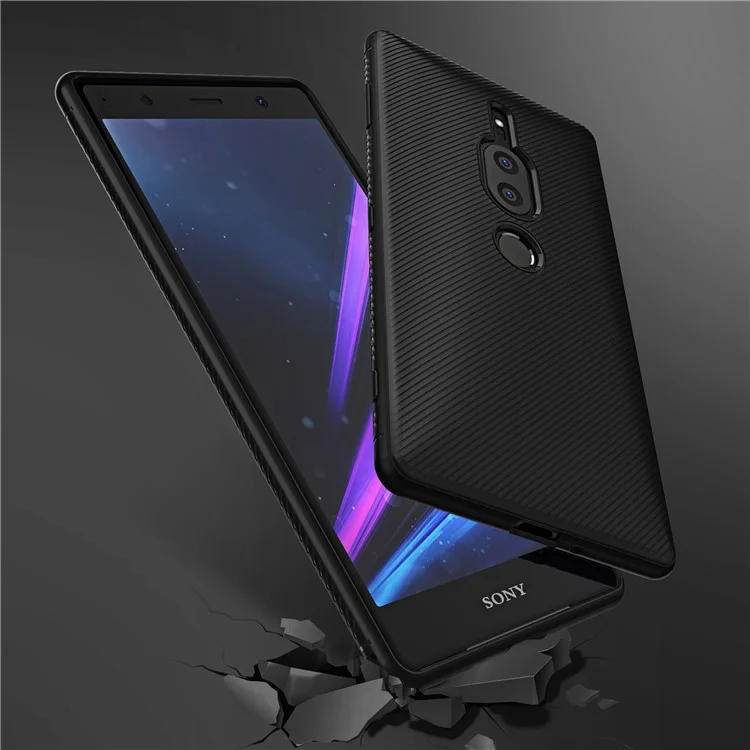 Twill Texture Silicone Mobile Phone Shell for Sony Xperia XZ2 Premium - Black