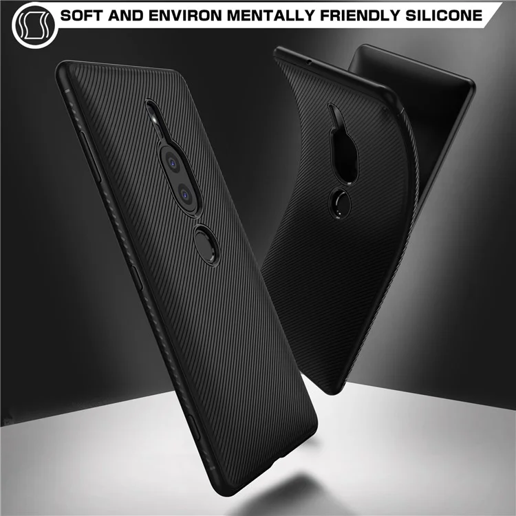 Twill Texture Silicone Mobile Phone Shell for Sony Xperia XZ2 Premium - Black