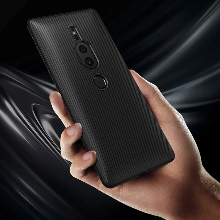 Twill Texture Silicone Mobile Phone Shell for Sony Xperia XZ2 Premium - Black