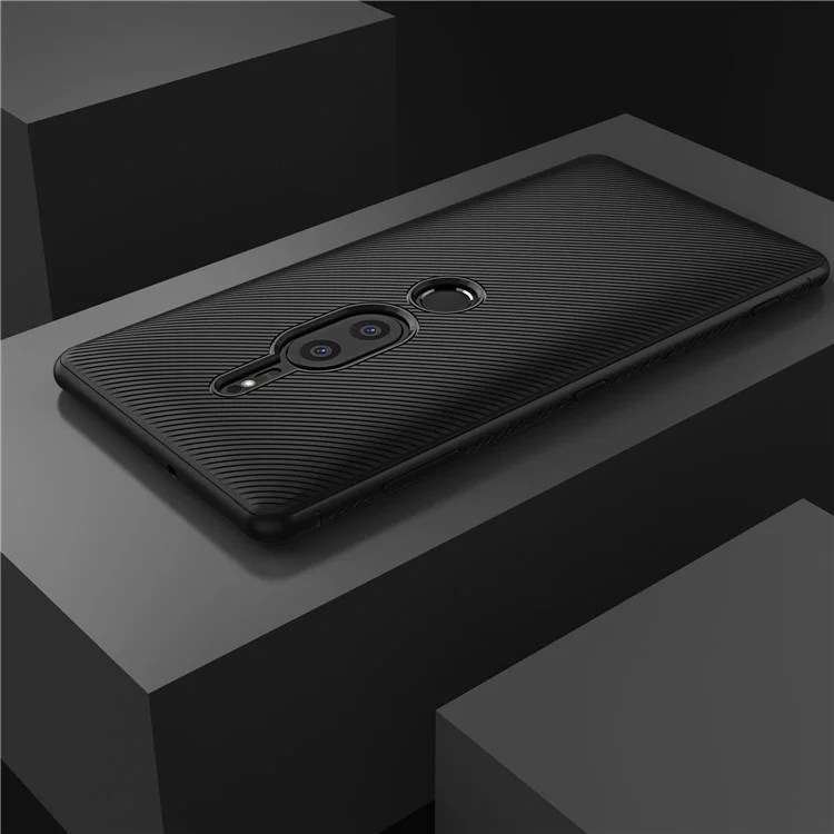 Twill Texture Silicone Mobile Phone Shell for Sony Xperia XZ2 Premium - Black