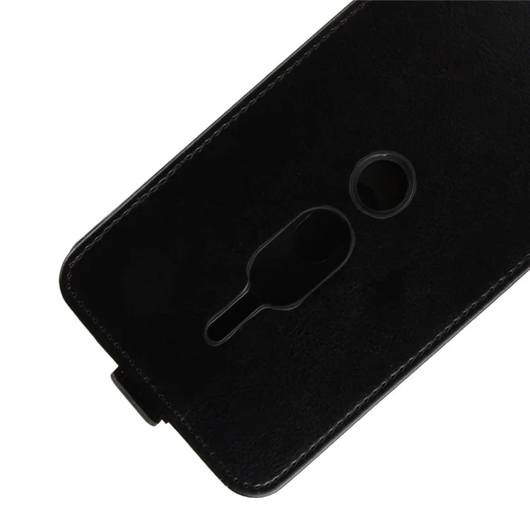 Crazy Horse Vertical Flip Leather Cover with Card Holder for Sony Xperia XZ2 Premium - Black
