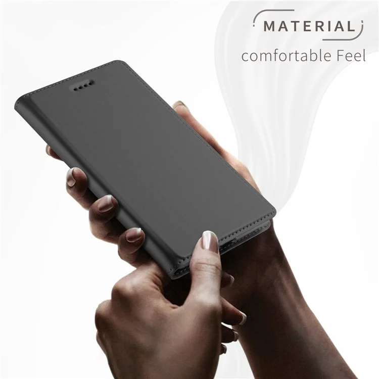 Auto-absorbed Stand Leather Card Holder Phone Cover for Sony Xperia XZ2 Premium - Black