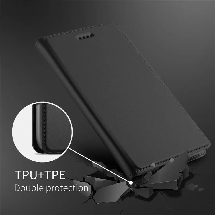 Auto-absorbed Stand Leather Card Holder Phone Cover for Sony Xperia XZ2 Premium - Black