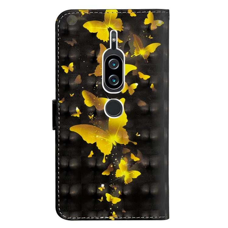 Pattern Printing Leather Wallet Case for Sony Xperia XZ2 Premium - Butterfly Pattern