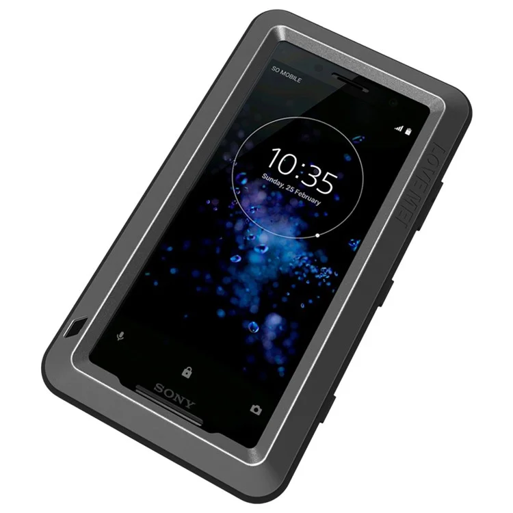 LOVE MEI for Sony Xperia XZ2 Compact Dust-proof Shock-proof Splash-proof Defender Phone Casing - Black