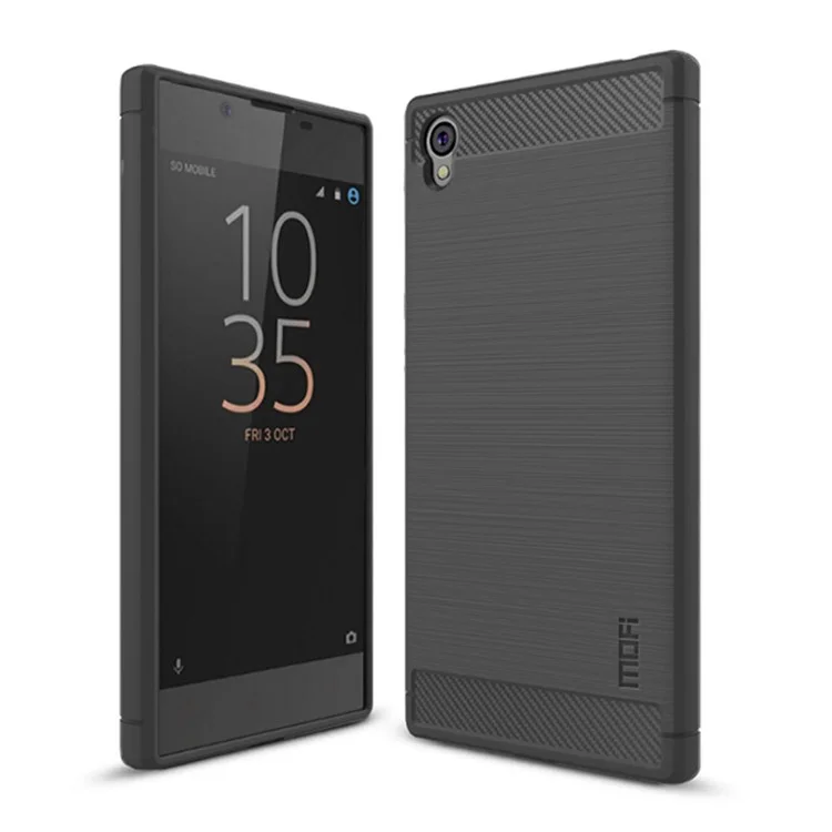 MOFI Carbon Fiber Texture Brushed TPU Phone Cover for Sony Xperia L1 - Grey