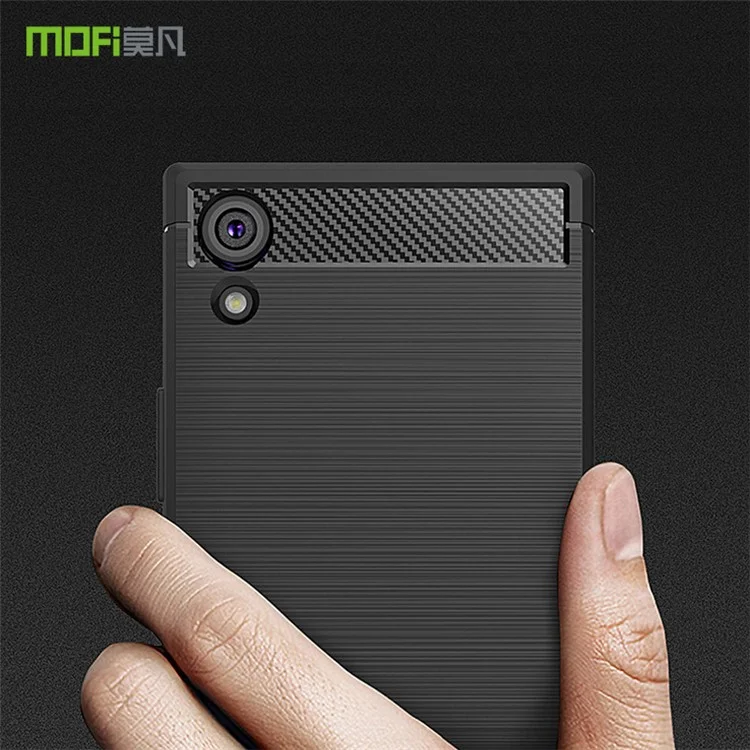 Mofi Carbon Fiber Texture Cepiled Soft Tpu Case Para Sony Xperia XA1 / Xperia Z6 - Negro